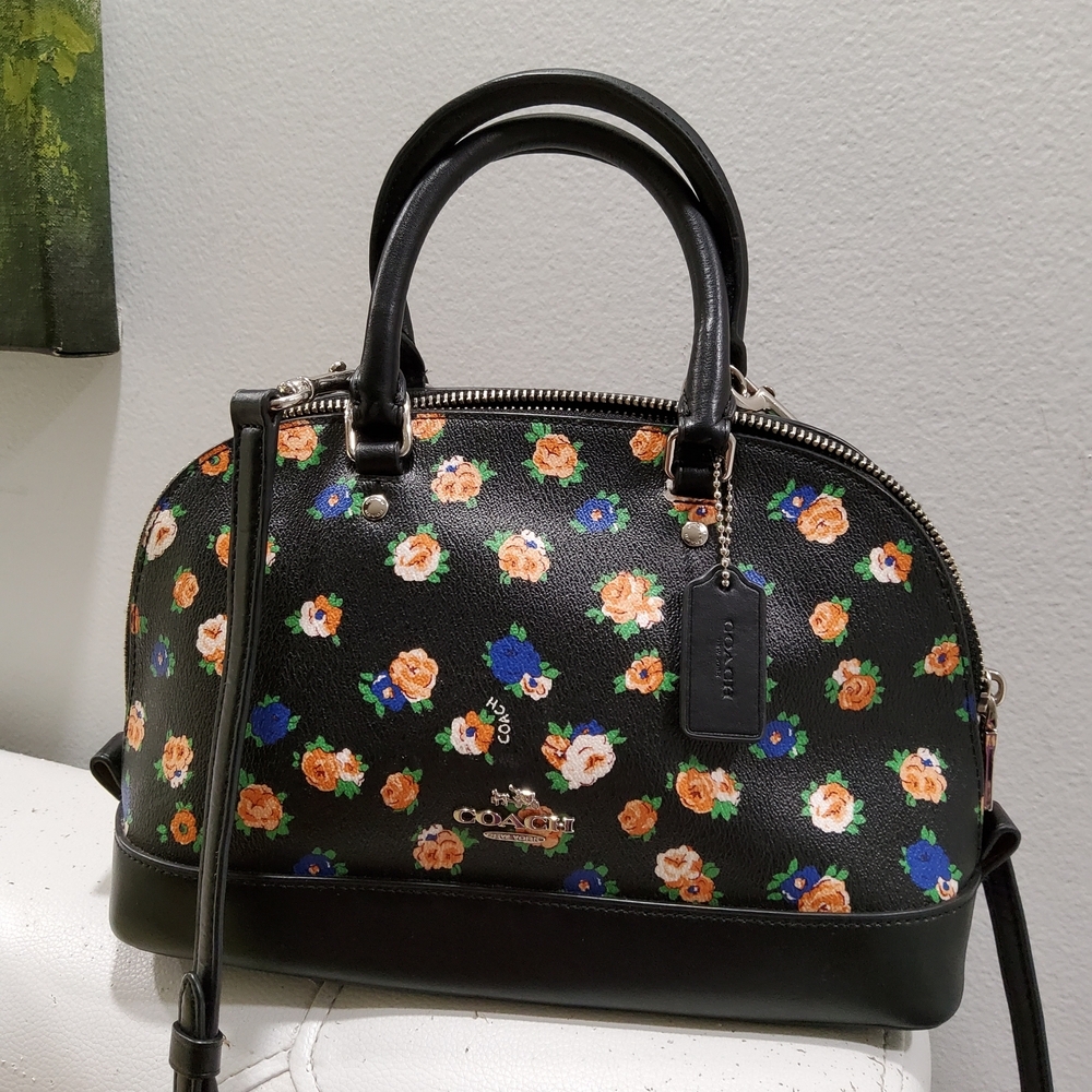 Coach Doomed Sierra Tea Rose Print Satchel Crossbody Bag